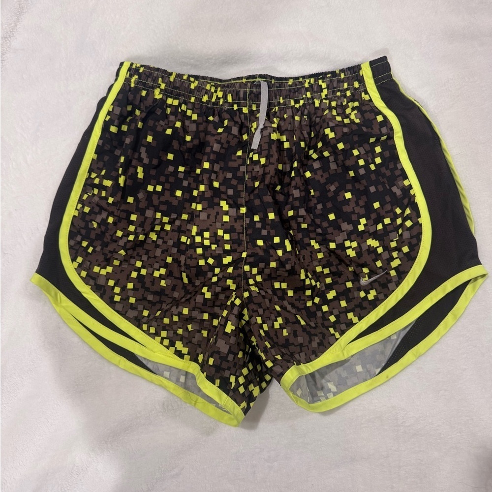 Women's NIKE Black and Yellow Patterned Shorts